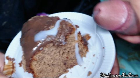 Food porn fantasy. Eating my cake with cum cream